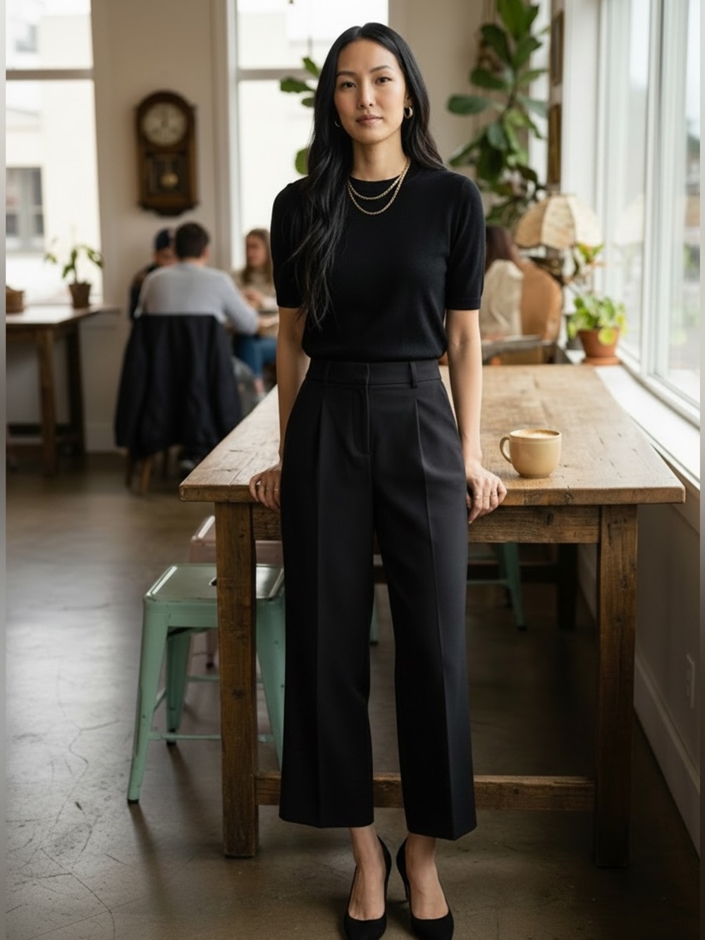 A New Day, Women’s size 2 black wide leg trouser dress pant, pleats and pockets